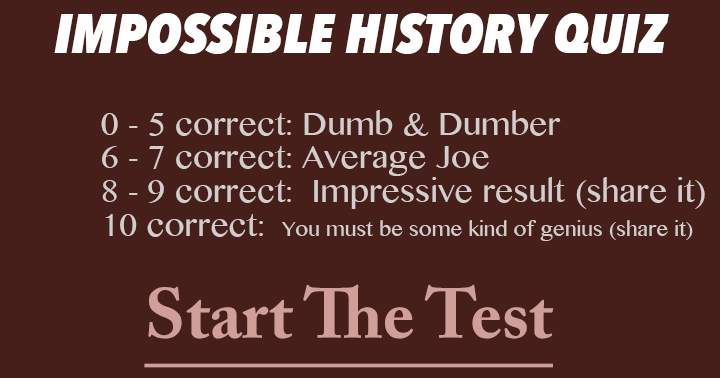 Banner for Impossible History Quiz, can you score a decent score?